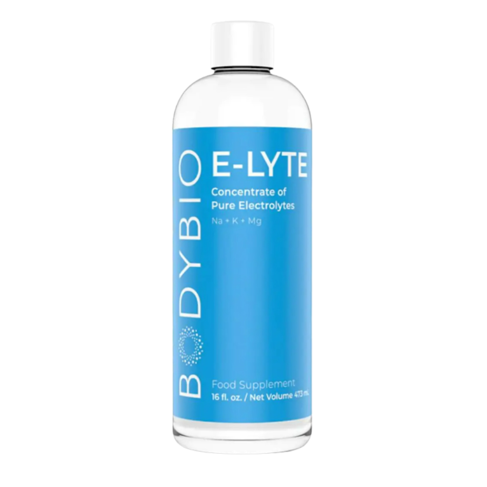 BodyBio E‑Lyte Balanced Electrolyte Concentrate 16 fl oz bottle for hydration and mineral balance