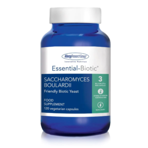 Essential‑Biotic Saccharomyces Boulardii 120‑capsule bottle, friendly biotic yeast for digestive balance